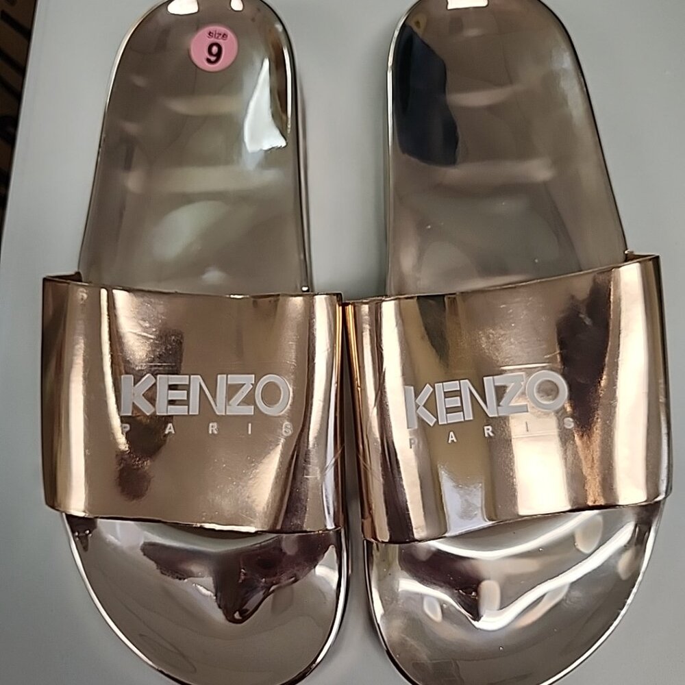 Kenzo Women's Rose Gold Slides NWOB Sz 9